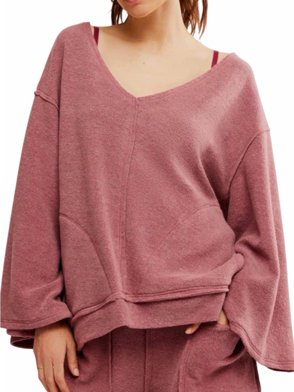 Free People Intimately Day Off Lounge Fleece Pullover In Wild Ginger Size Large